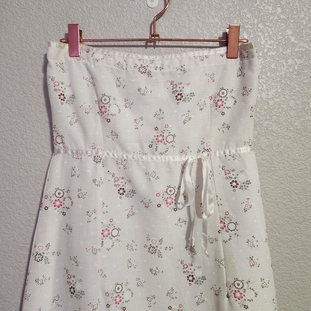 JOLIE White Y2K Floral Strapless Midi Dress Cottagecore Coquette Milkmaid‎ M - Picture 6 of 8